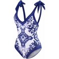 thumbnail image 7 of Women's One Piece Swimsuit with Wrap Sarong Skirt Retro Floral Print Bikini Set Sexy 2 Piece Bathing Suit Beach Cover, 7 of 7
