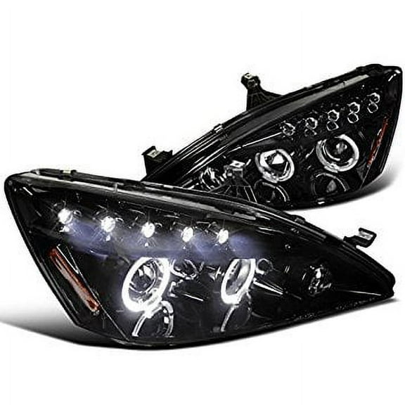 Spec-D Tuning 2LHP-ACD03G-TM Honda Accord Dual Halo Led Glossy Black Projector Headlights