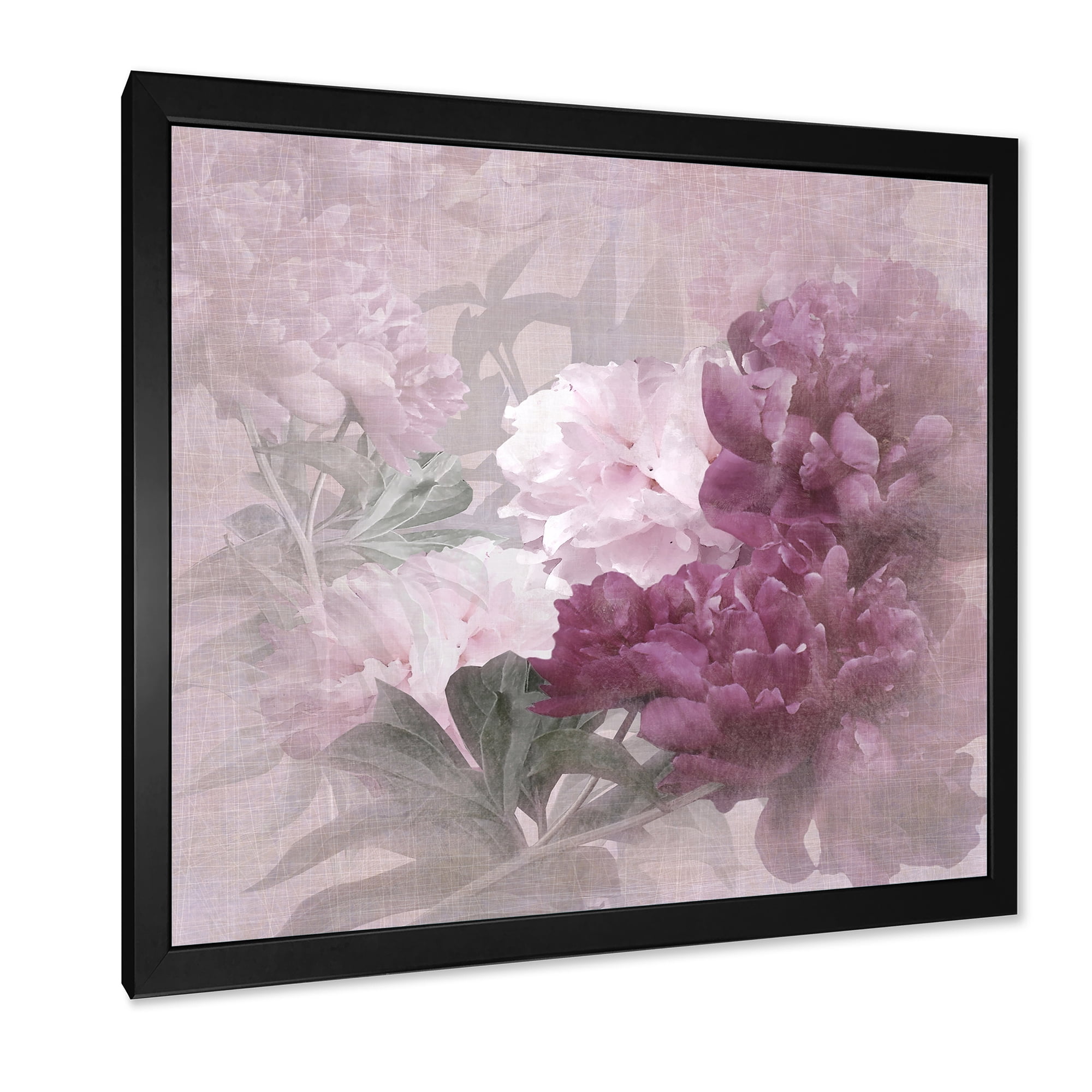 Designart 'Ancient Pink and Purple Flowers II' Traditional Framed Art Print