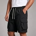 thumbnail image 4 of Ceisia Men's Quick Dry Cargo Shorts Elastic Waist Drawstring With Multi Pockets Casual Summer Beach Shorts Black XXXXL Gift, 4 of 7