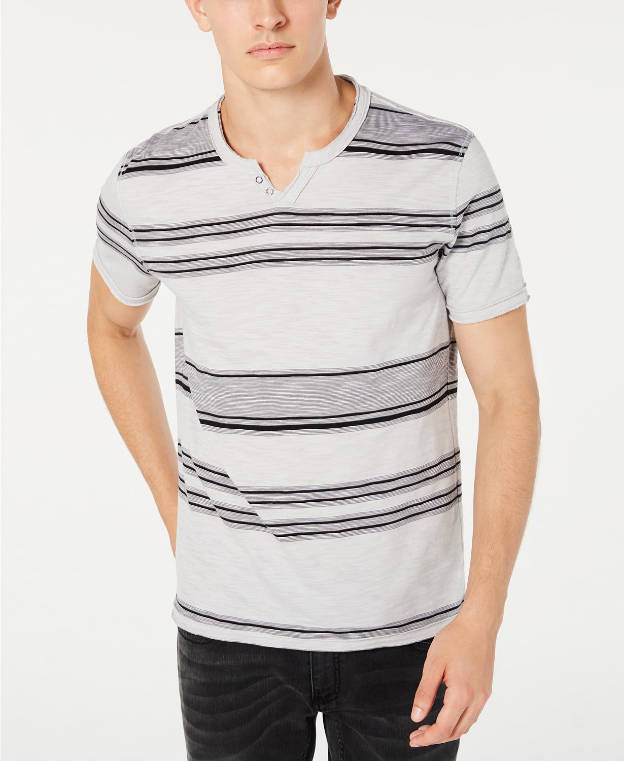 I-N-C Mens Stripes Inside Stripes Basic T-Shirt 