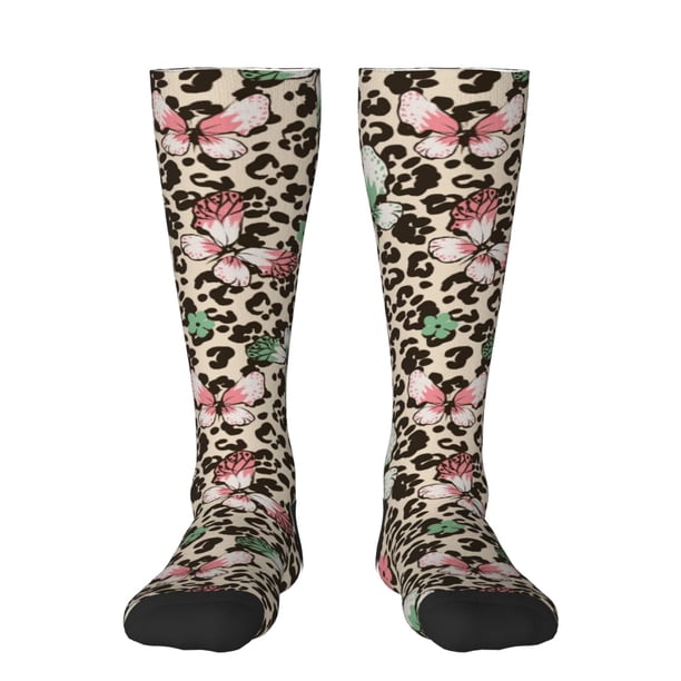 Balery Leopard Dots Calcetines novedosos Calcetines deportivos Calcetines hasta la rodilla Calcetines de algodón Calcetines originales y geniales