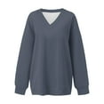 thumbnail image 4 of VISALY V Neck Pullover Sweater Tunic Sweatshirt Oversized Sweatshirt Casual Fleece Pullover Sweaters Cute Long Sleeve Shirts Tops Pullover Sweatshirts Half Zip Pullover Loose Sweatshirt Dark Grey M, 4 of 6