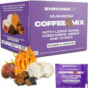 Shroomzup Mushroom Coffee Instant - 15 Pack with 4 Mushrooms - Lions Mane, Reishi, Chaga and Cordyceps Mushrooms - Vegan Nootropic Instant Coffee