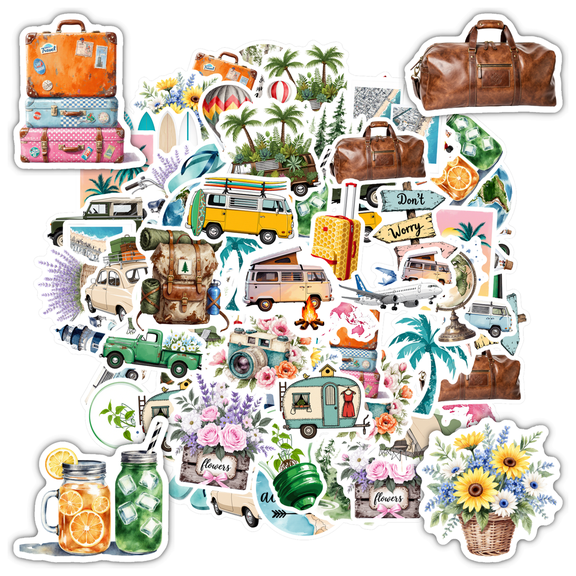 35pcs Flower Stickers Travel Stickers Nature Stickers Vintage Stickers for Laptops Notebooks Suitcases