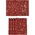 thumbnail image 2 of Christmas Placemats Set of 4 Christmas Snowflakes On Dark Red Table Mats for Dining Tables Burlap Sided Xmas ration, 2 of 7
