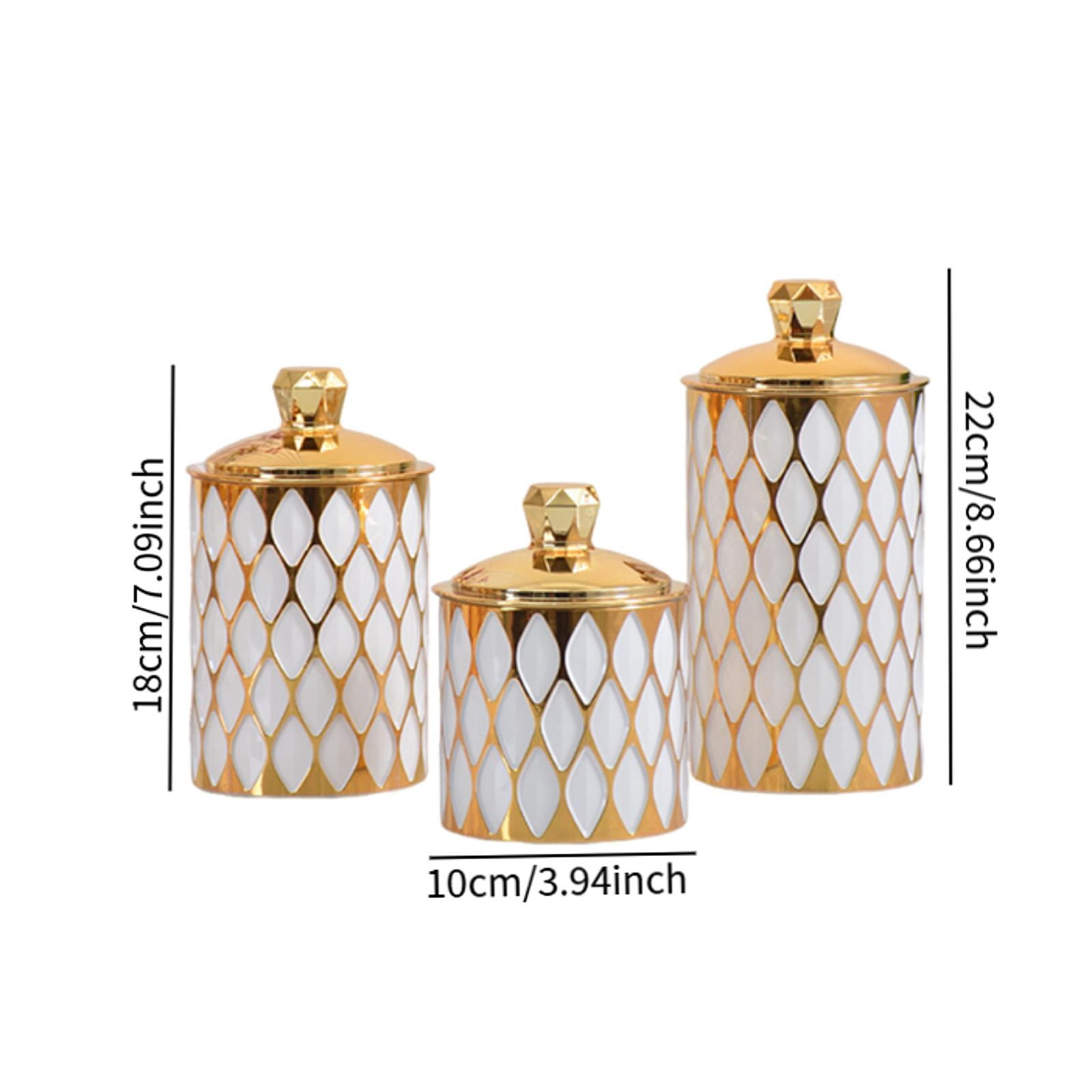 QSTDGVPW 3 Pieces Food Storage Jars with Lid Food Storage Container Tea Canister Airtight white trim