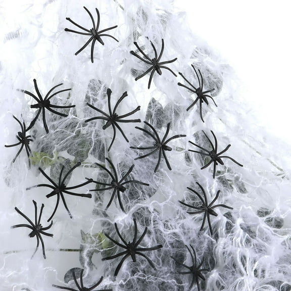 Deago Halloween Spider Webs Decorations with 100 Fake Spiders Super Stretchy Cobwebs for Halloween Decorations Indoor Outdoor (300g)