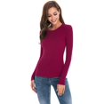 thumbnail image 2 of Women Long Sleeve Crew Neck/Scoop Neck Rayon Slim Fit Stretchy Layer T Shirts Tops, 2 of 4