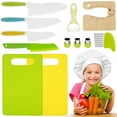 thumbnail image 3 of 12Pcs Kid Cutter Set Plastic Children Cooking Cutter Set with Cutting Board and Peeler Safe Toddler Kitchen Cutter Suit Fruit Vegetable Crinkle Cutter Serrated Edge Cutter for Kid, 3 of 11