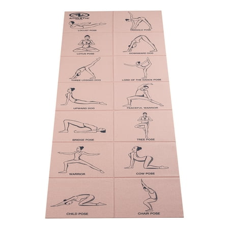 Athletic Works Folding Yoga Mat with Poses, Pink, 3mm