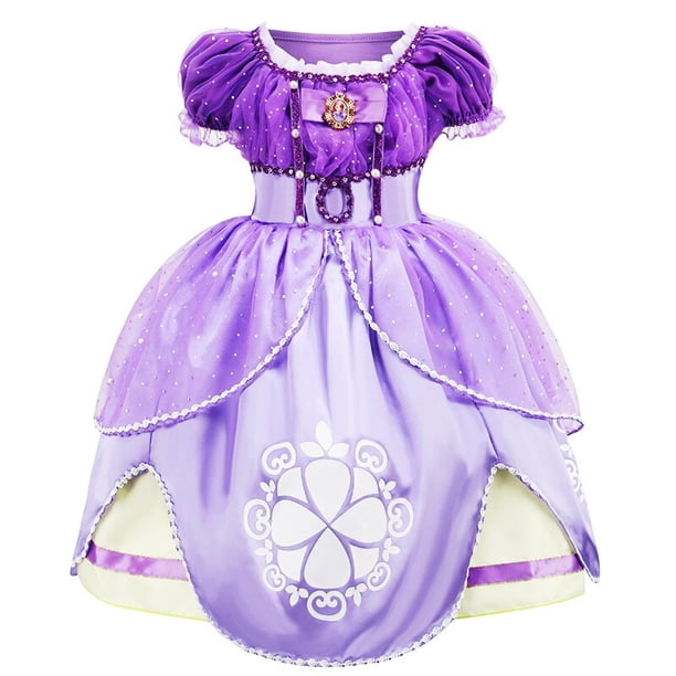 Vestido de Sofía para niña, disfraz de princesa para fiesta de cumpleaños, Halloween, manga abullonada, verano, 3, 6, 8 y 10 años Fivean unisex