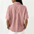 thumbnail image 3 of Domzest Half Sleeve Tops for Women V Neck Spring T-Shirt Loose-Fit Basic Tee Zip Up Office Polo Shirts Pink M, 3 of 5