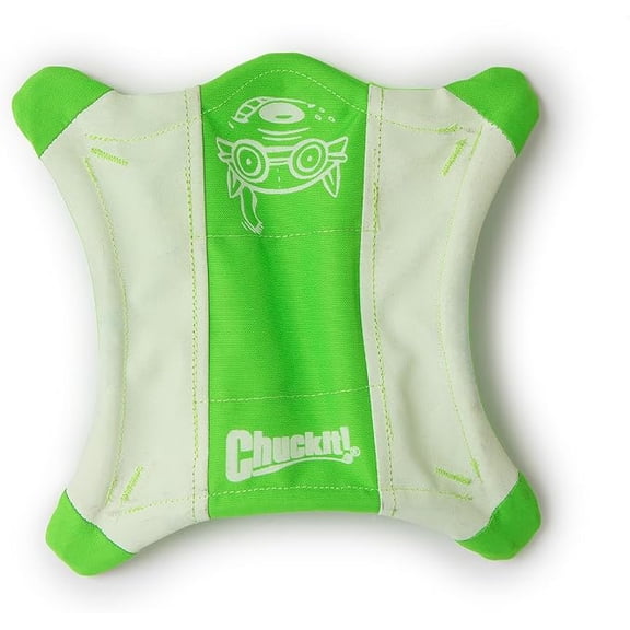 Chuckit! Max Glow Flying Fetch Squirrel Dog Toy, Medium 10", Glows in the Dark, Pack of 1