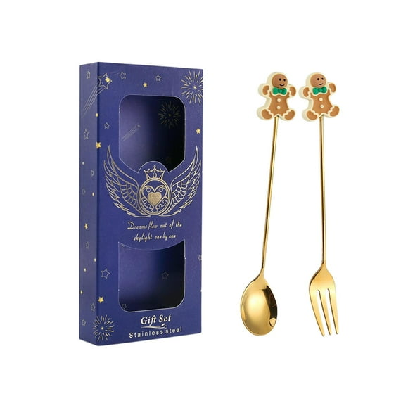 Juego de Cubiertos de Navidad perfecl Utensilios de Acero Inoxidable pan de jengibre azul