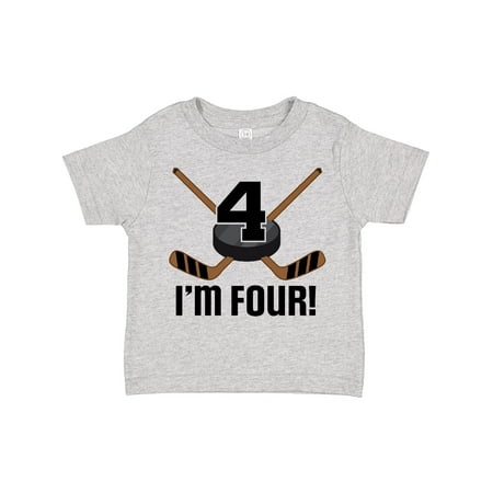 

Inktastic 4th Birthday Ice Hockey Sports Party Boys Gift Toddler Boy Girl T-Shirt
