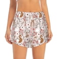 thumbnail image 2 of Balery Autumn Floral Deer Pantalones cortos deportivos para mujer con forro y dos bolsillos, elásticos, para entrenamiento, gimnasio, yoga-Small, 2 of 7