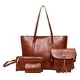 thumbnail image 3 of ZTTD Women's Tote Bags Leather Casual Women Handbag 4 Piece Set Shoulder Bag Handbag Tote Holder Shopper Purse Bags Women's Bag, 3 of 6