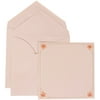 JAM Paper Wedding Invitation Set, Large Square, 6 1/4 x 6 1/4, Pink Card with White Envelope and Flower Accent Border Set, 50/pack