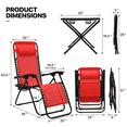 thumbnail image 2 of MoNiBloom 3 Pack Lounge Beach Chairs for Outside, Zero Gravity Camping Chairs with Side Table, Pillow and Tray, 330lbs Capacity, Red, 2 of 13