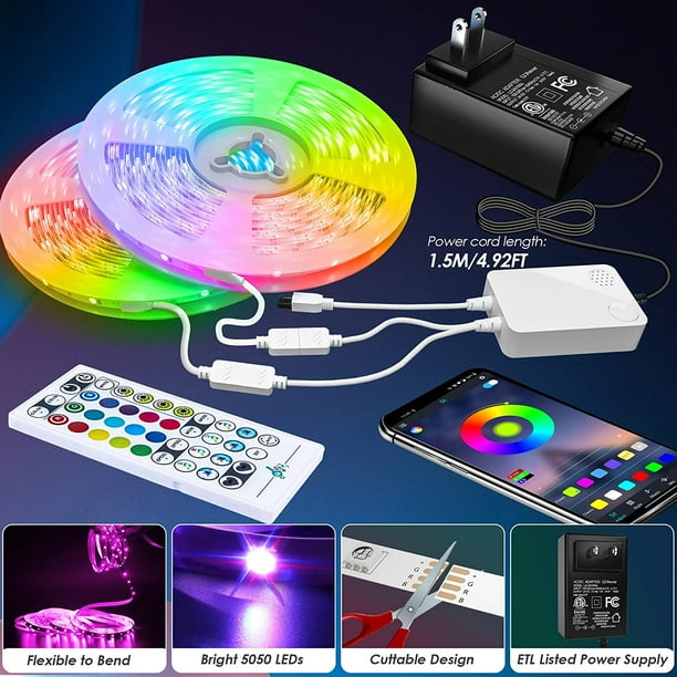 80ft LED Strip Lights uertd Music Sync Timing LED Lights Strip
