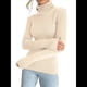 thumbnail image 3 of Suéteres Acanalados para Mujer, Lindos Suéteres de Punto de Cuello Alto, Ajustados y Cálidos Albaricoque un Tamaño, 3 of 9