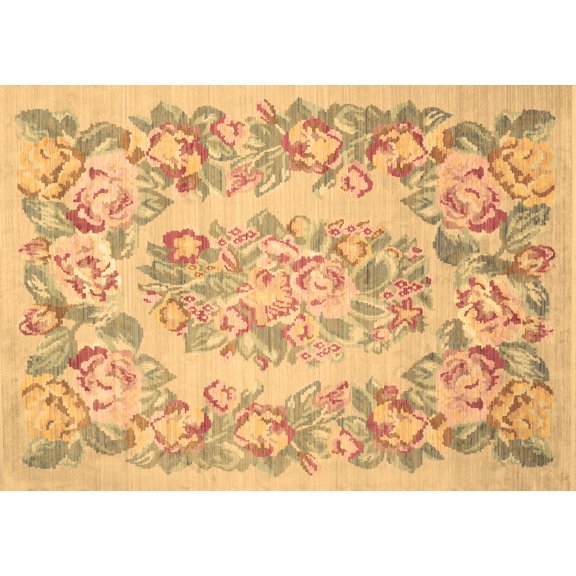 Ahgly Company Indoor Rectangle Medallion Brown French Area Rugs, 2' x 5'