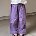 thumbnail image 5 of Bixock Toddler Girls Cargo Pants,Girls Sweatpants,Solid Color Pants Linen Cargo Pants Wide Leg Pants Long Pants, 5 of 6