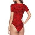 thumbnail image 4 of Easygdp Red Rose Women's One-Piece Swimsuit Slim Fit Crew Neck Bodysuit Athletic Swimwear with Concealed Buckle - XX-Large, 4 of 9