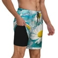 thumbnail image 3 of Picia Daisy Flowers pattern Mens Swim Trunks with Compression Liner Stretch Beach Shorts Quick Dry with Zipper Pockets No-Chafing Board Shorts-X-Large, 3 of 9