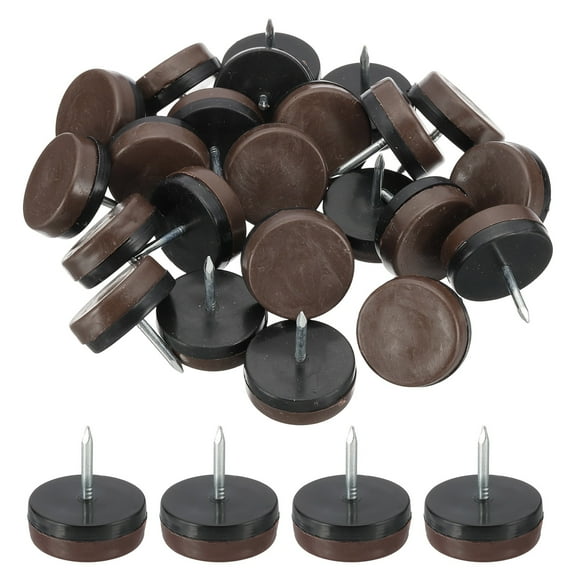1.1" Dia Chair Slides, 24 Pcs Nail on Furniture Glides for Wooden Furniture, Table Feet, Carpet and Hardwood, Brown