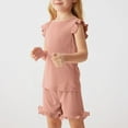 thumbnail image 2 of Girls Summer Knit Clothing Sets Cute Ruffle Trim Tank Tops and Shorts Cute Sleeveless 2 Piece Outfits 3-10 Years, 2 of 6