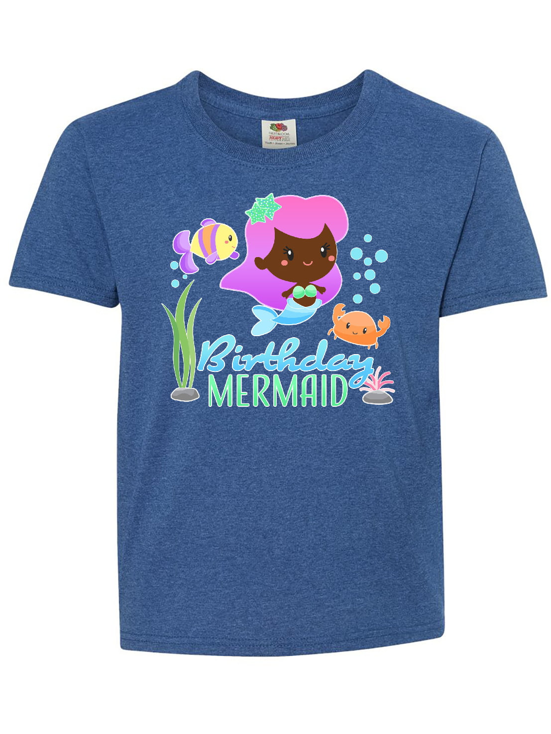 inktastic Sixth Birthday Mermaid with Fish and Crab Toddler Long Sleeve T-Shirt