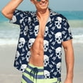 thumbnail image 7 of Pofeuu white arrow Skull Print Hawaiian Shirt for Men Sleeves Casual Button Down Summer Beach Dress Shirts T-Shirts,, 7 of 7