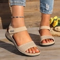 thumbnail image 5 of Eltusu Women's Flat Sandals, Open Toe Ankle Strap Casual Soft Bottom Summer Shoes Khaki Size 6, 5 of 9