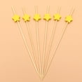 thumbnail image 4 of 100 palillos desechables con diseño de estrella para frutas, cócteles, bebidas, suministros para fiestas, tenedores de bambú (amarillos), 4 of 7