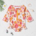 thumbnail image 2 of MAMAMI Baby Girl Swimsuit Long Sleeve Ruffled One Piece Floral Bathing Suit Toddler Beach Swimwear, 2 of 7