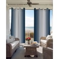 thumbnail image 6 of Ombre Dark Blue Kitchen Curtains Gradient White Abstract Minimalist Stripe Cafe Short Curtains for Bathroom Blackout Window Curtain Small Window Treatment Drapes for Bedroom Living Room 42"x45"x2, 6 of 9