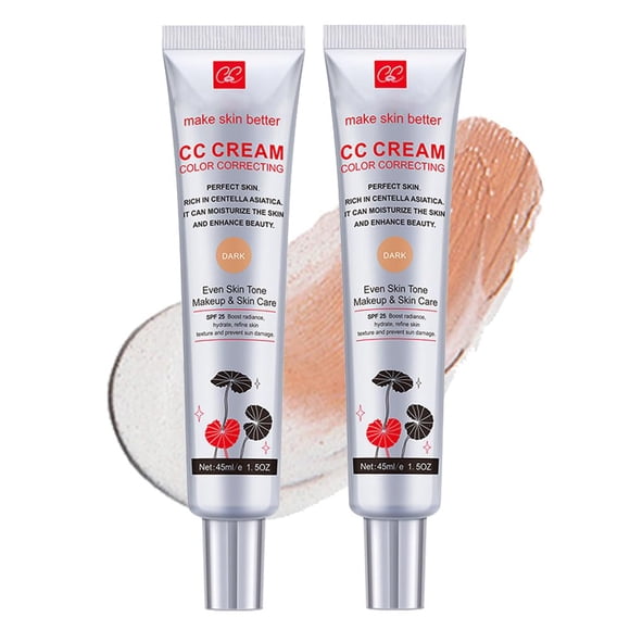Crema CC correctora de color con SPF 25 Base ligera Suero hidratante Incluso tono de piel Maquillaje y cuidado de la piel Aumenta la luminosidad Refina la textura de la piel Evita el daño solar (2 p