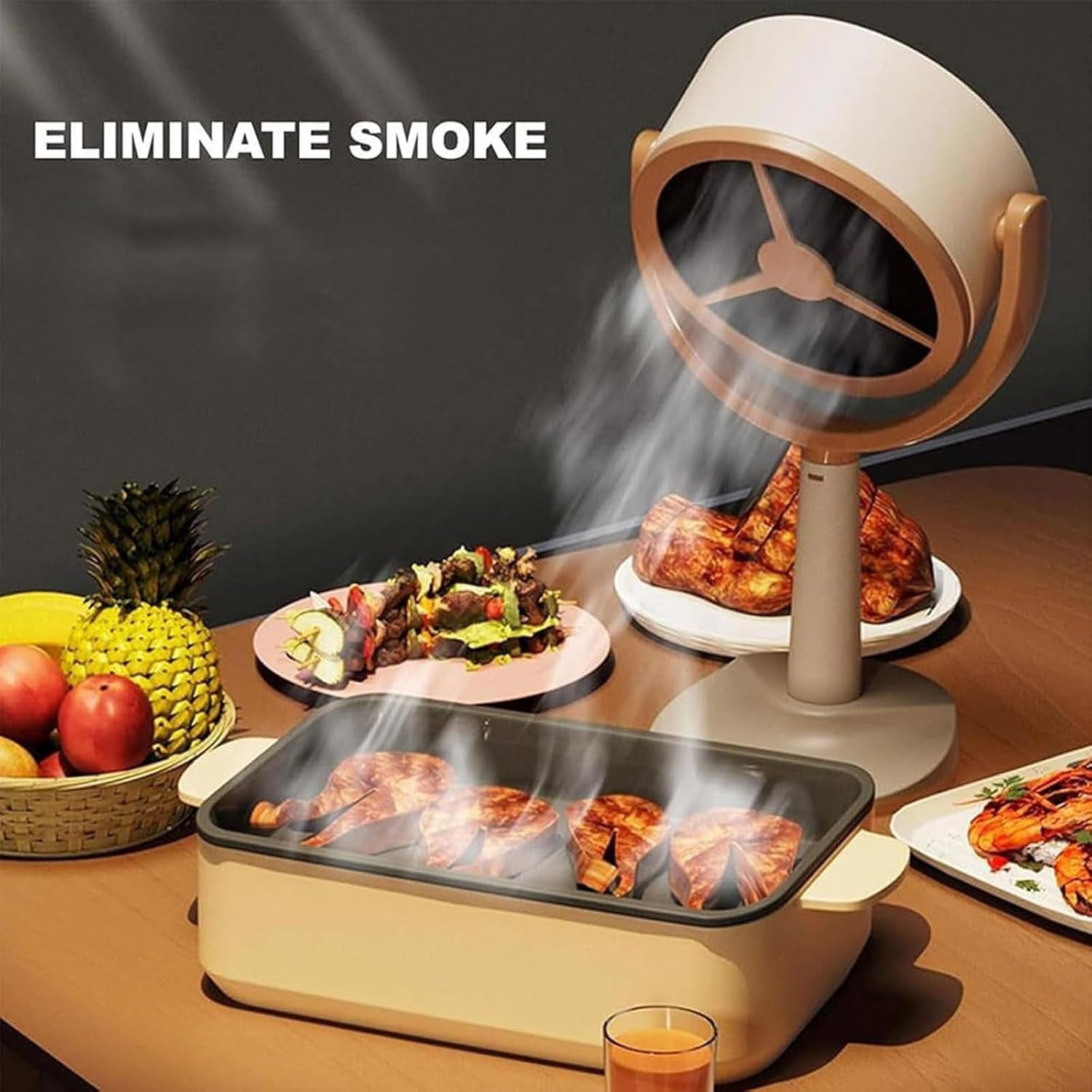 Aorsher Portable Smoke Purifier Filters, Desktop Range Hood for Fondue, Smoke Away Purifier Fan for Kitchen, Car, Office