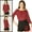 Wine Red, variant on INSPIRE CHIC Women's Ruffled Neck Half Sleeve Sheer Summer Polka Dots Blouse Tops XS Hot Pink
