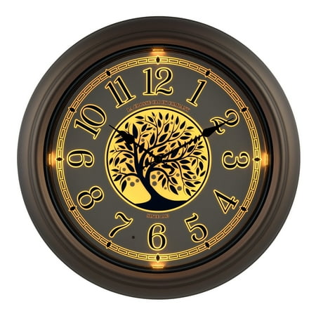 La Crosse Clock 18 inch Indoor/Outdoor Bronze Lux Lighted Dial Quartz Analog Clock, 403-3246BR