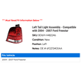 thumbnail image 2 of Left Tail Light Assembly - Compatible with 2004 - 2007 Ford Freestar 2005 2006, 2 of 2
