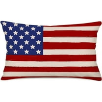 Independence Day Pillow Covers Blue Red Stars and Stripes American Flag Throw Pillow Cases 12x20 Inch Patriotic U.S. Flag 4th of July Home Decor Cushion Cover for Sofa Couch
