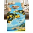 thumbnail image 5 of Lemon Summer Seaside Island Table Runner 13x60in Non-Slip Cotton Linen Table Runners, Green Watercolor Leaves Dresser Scarves TableRunner for Dinner Kitchen Dining Wedding Party, 5 of 9