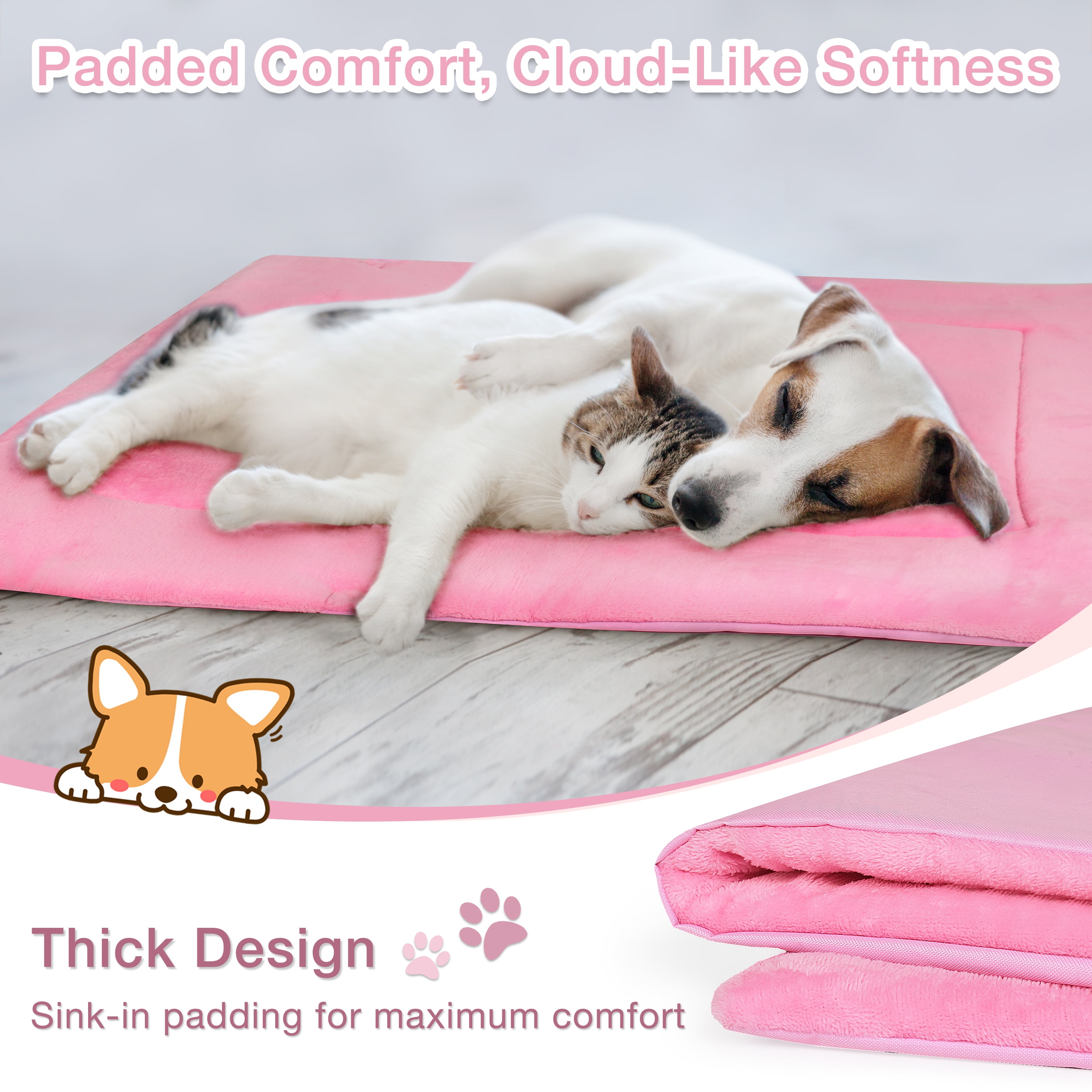 Kritter Planet Reversible Waterproof Foldable Dog Bed Pad for Camping & Travel, Portable Roll-Up Dog Bed Car Seat Pet Cushion Mat with Handles for Small & Medium Dogs, Indoor & Outdoor Use