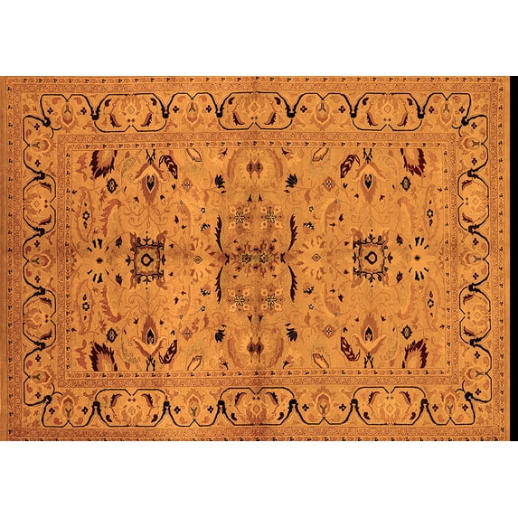 Ahgly Company Indoor Rectangle Oriental Orange Industrial Area Rugs, 6' x 9'