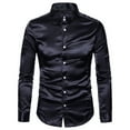 thumbnail image 2 of zttd men's casual fashion glossy long-sleeved lapel shirt, 2 of 5