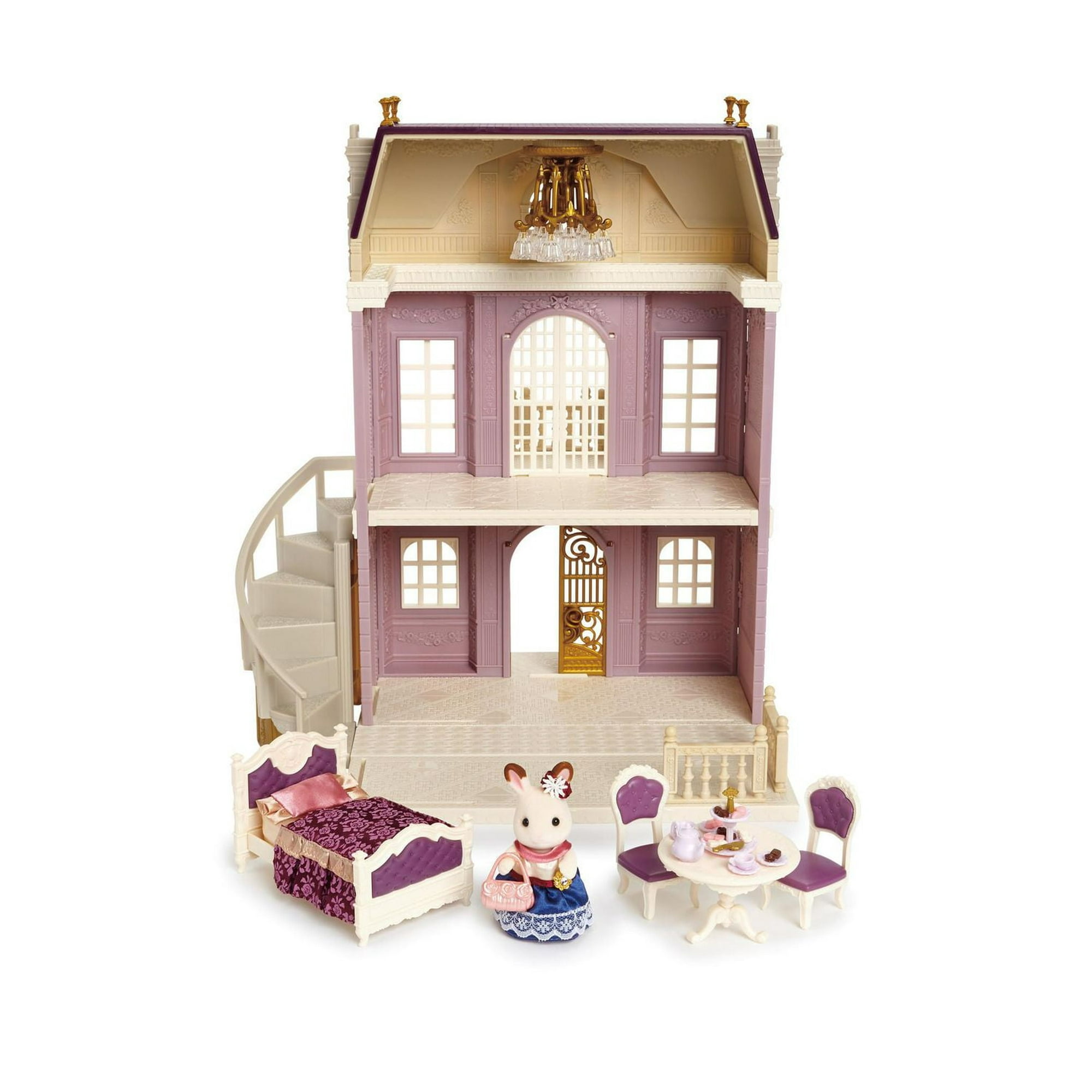 Calico Critters Town Series Elegant Town Manor Gift Set, Dollhouse Playset  with Figure, Furniture and Accessories