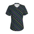 thumbnail image 2 of Uemuo Mardi Gras Strings of Beads Printed Women's Classic V-Neck T-Shirt - Soft, Breathable, Moisture-Wicking, Perfect for Casual, Office, Travel, and Everyday Wear-Medium, 2 of 5